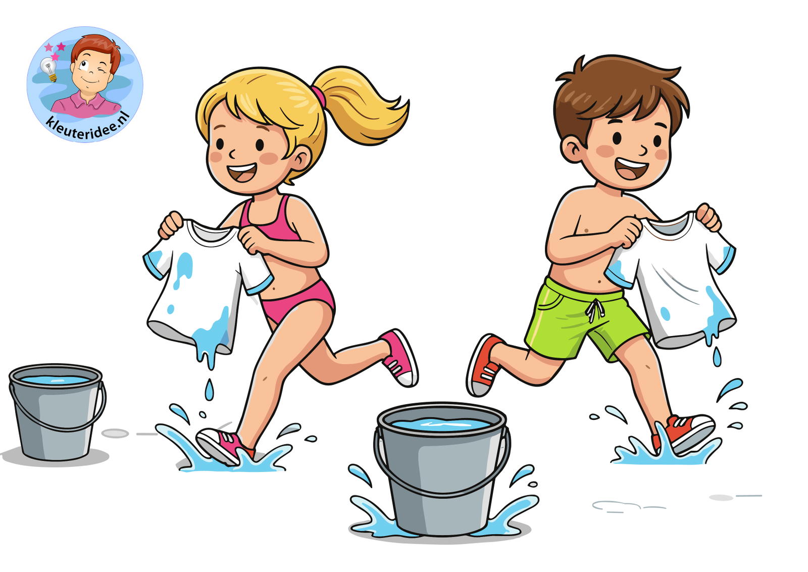 waterspelen 4 tshirt race kleuteridee
